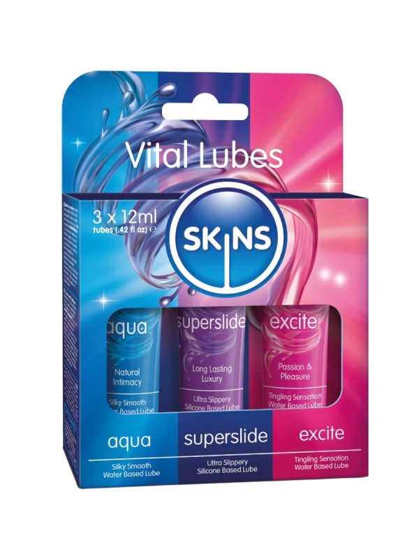 SKINS - VITAL LUBES KIT LUBRICANTES AQUA, SUPERSLIDE & EXCITE 3 x 12 M