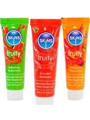 SKINS - FRUITY GLIJMIDDELENSET WATERMELOEN, AARDBEI & MANGO GLIJMIDDEL