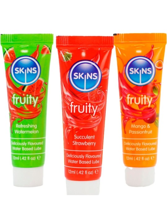 SKINS - FRUITY LUBES KIT LUBRICANTES SANDÍA, FRESA & MANGO 3 x 12 ML