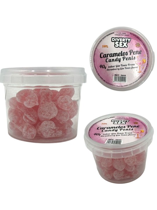 DIABLO PICANTE - 20 CARAMELOS CON FORMA DE PENE CON SABOR GIN TONIC