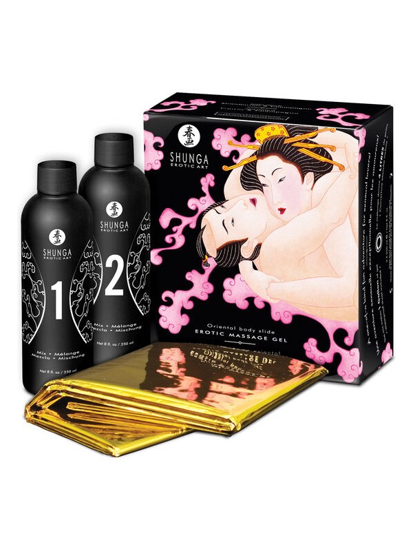 SHUNGA - GEL DA MASSAGGIO EROTICO CORPO A CORPO FRAGOLE E CAVA
