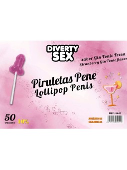 DIABLO GOLOSO - 50 SUCETTES PÉNIS GIN TONIC SAVEUR FRAISE 10% ALCOOL