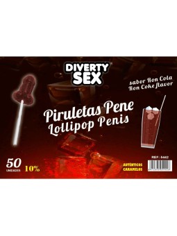 DIABLO GOLOSO - 50 SUCETTES PÉNIS SAVEUR RON COLA 10% ALCOOL
