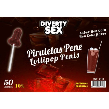 DIABLO GOLOSO - 50 PENIS LOLLIES RON COLA SMAAK 10% ALCOHOL