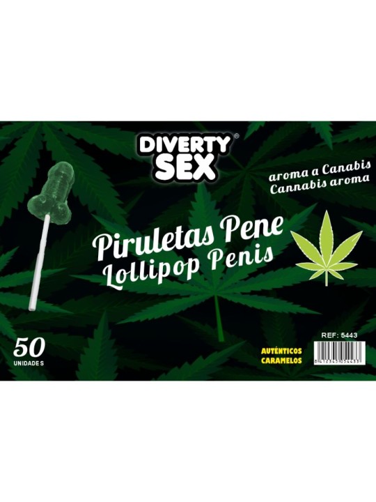 DIABLO GOLOSO - 50 SUCETTES PÉNIS ARÔME CANNABIS