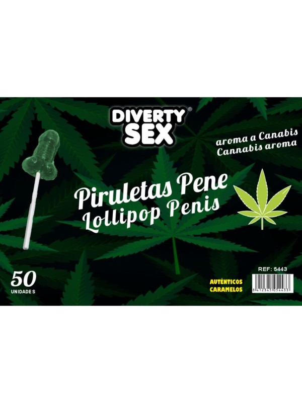DIABLO GOLOSO - 50 SUCETTES PÉNIS ARÔME CANNABIS