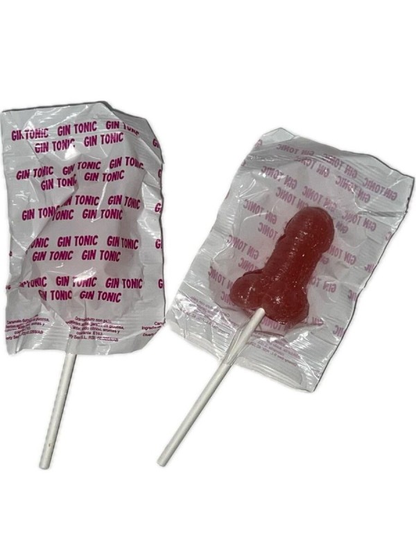 DIABLO GOLOSO - 1 PENIS LOLLIPOP GIN TONIC STRAWBERRY FLAVOR 10% ALCOH