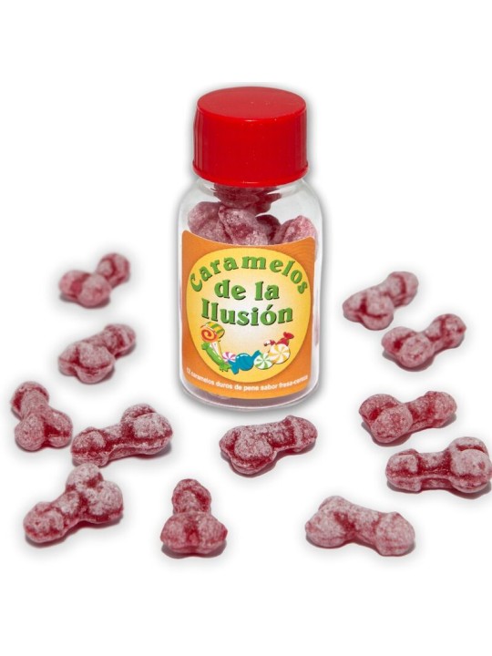DIABLO PICANTE - 12 PENISVORMIGE ILLUSIE SNOEPJES AARDBEI/KERS