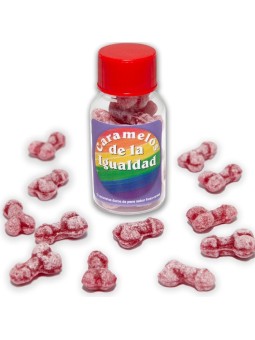 DIABLO PICANTE - 12 CARAMELOS DE LA IGUALDAD FORMA PENE FRESA/CEREZA