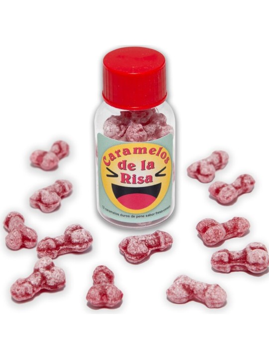 DIABLO PICANTE - 12 BONBONS RIRE EN FORME DE PÉNIS FRAISE/CERISE