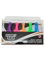 DIABLO PICANTE - CAIXA COM 5 VELAS EM FORMATO DE PÊNIS EM CORES DIFERE