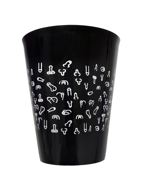 DIABLO PICANTE - VASO NEGRO 500 ML CON PENES BLANCOS