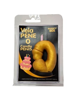 DIABLO PICANTE - VELA PENE EN FORMA DE NÚMERO 0 COLOR DORADO