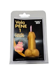 DIABLO PICANTE - VELA EM FORMATO DE PÊNIS COM O NÚMERO 1 NA COR DOURAD