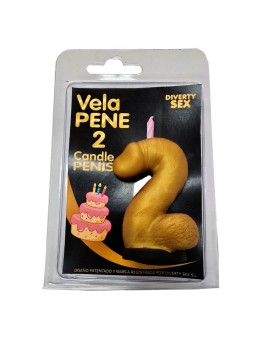 DIABLO PICANTE - BOUGIE PÉNIS EN FORME DE CHIFFRE 2 COULEUR OR
