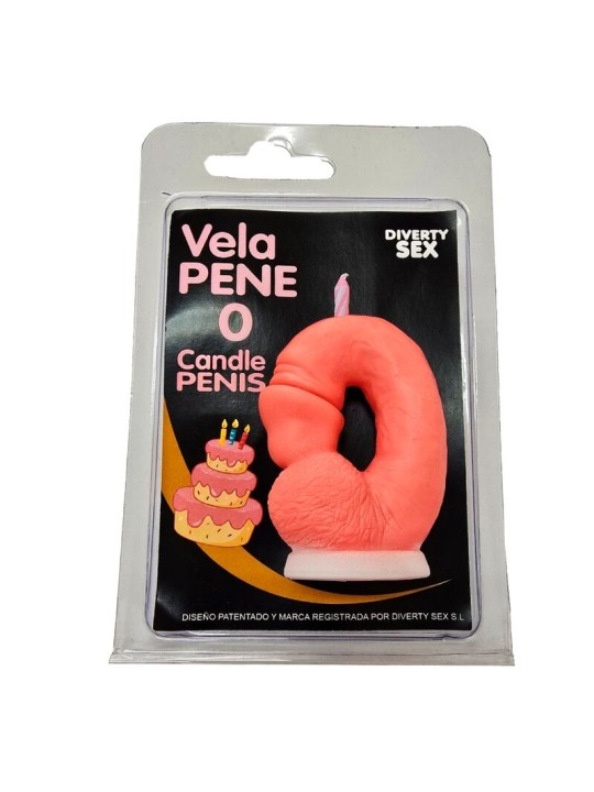 DIABLO PICANTE - VELA PENE EN FORMA DE NÚMERO 0 COLOR ROSA