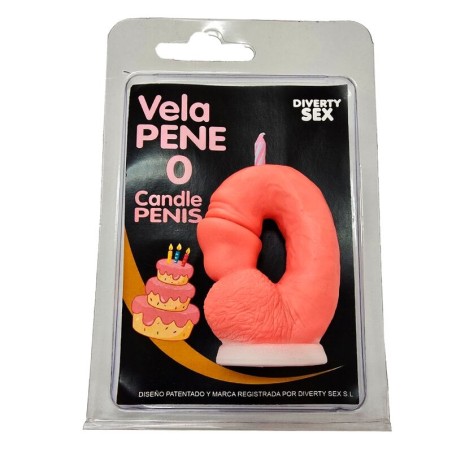 DIABLO PICANTE - PENIS CANDLE IN THE SHAPE OF THE NUMBER 0 PINK COLOR