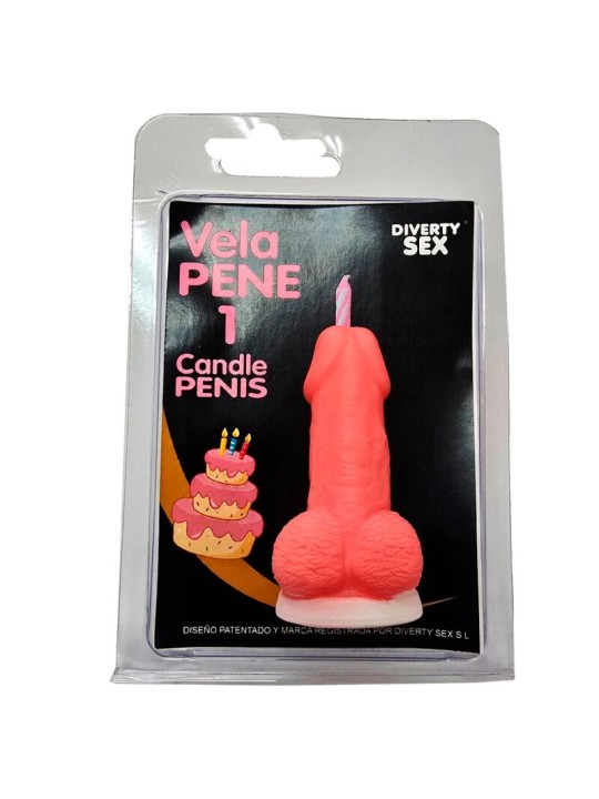DIABLO PICANTE - CANDELA A FORMA DI PENE A FORMA DI NUMERO 1 COLORE RO