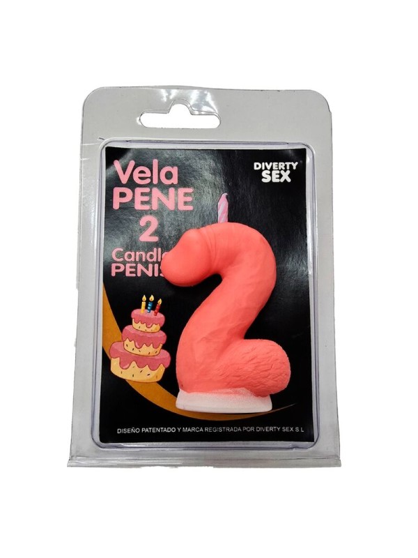 DIABLO PICANTE - PENIS CANDLE IN THE SHAPE OF THE NUMBER 2 PINK COLOR