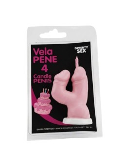 DIABLO PICANTE - PENISKAARS IN DE VORM VAN HET NUMMER 4, ROZE KLEUR