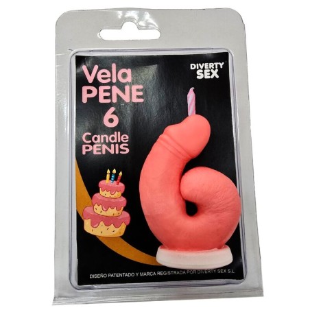 DIABLO PICANTE - BOUGIE PÉNIS EN FORME DE CHIFFRE 6 ROSE
