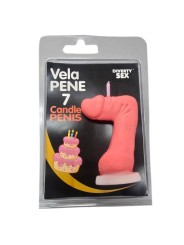 DIABLO PICANTE - VELA EM FORMATO DE PÊNIS COM O NÚMERO 7 NA COR ROSA