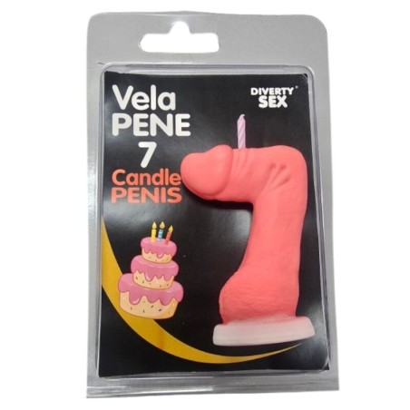 DIABLO PICANTE - VELA EM FORMATO DE PÊNIS COM O NÚMERO 7 NA COR ROSA