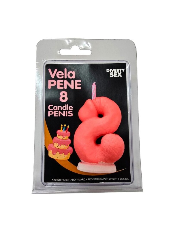 DIABLO PICANTE - PENIS CANDLE IN THE SHAPE OF THE NUMBER 8 PINK COLOR
