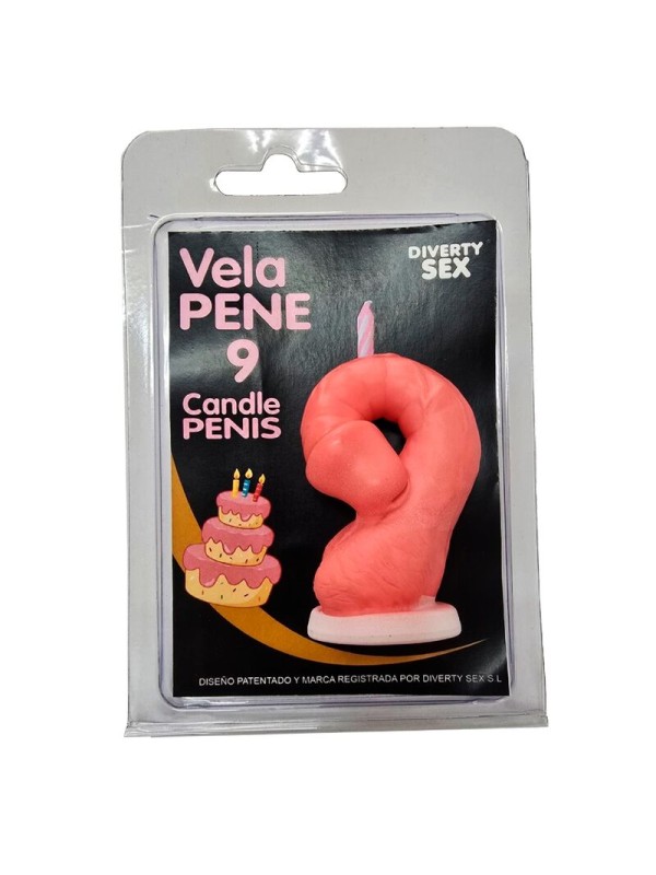 DIABLO PICANTE - PENIS CANDLE IN THE SHAPE OF THE NUMBER 9 PINK COLOR