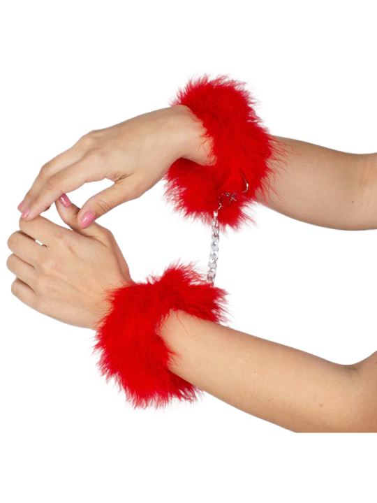 SECRETPLAY - RED MARABOU HANDCUFFS