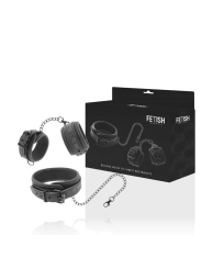 FETISH SUBMISSIVE - COLAR E ALGEMAS DE COURO VEGANO COM FORRO DE NOPRE
