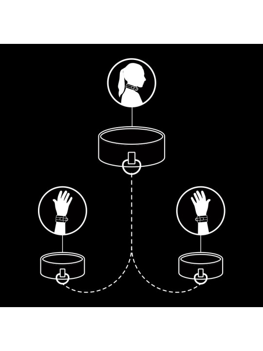 FETISH SUBMISSIVE - HALSKETTE UND HANDSCHELLEN AUS VEGANEM LEDER MIT N