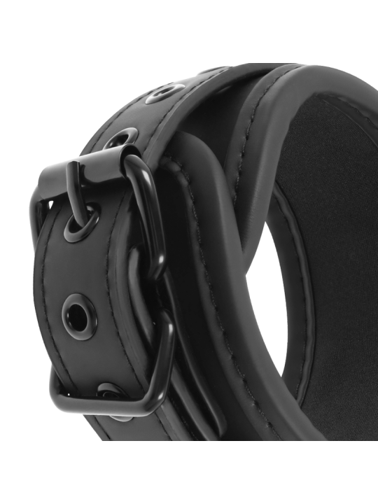 FETISH SUBMISSIVE - COLLAR Y ESPOSAS CUERO VEGANO CON FORRO DE NEOPREN