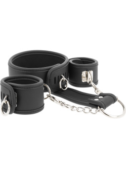 FETISH SUBMISSIVE - COLLIER ET MENOTTES EN CUIR VÉGAN AVEC DOUBLURE EN