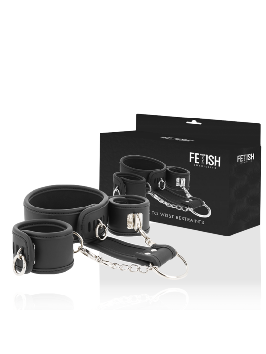 FETISH SUBMISSIVE - COLAR E ALGEMAS DE COURO VEGANO COM FORRO DE NOPRE