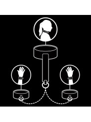 FETISH SUBMISSIVE - COLLAR Y ESPOSAS CUERO VEGANO CON FORRO DE NEOPREN