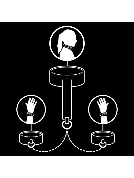 FETISH SUBMISSIVE - COLAR E ALGEMAS DE COURO VEGANO COM FORRO DE NOPRE