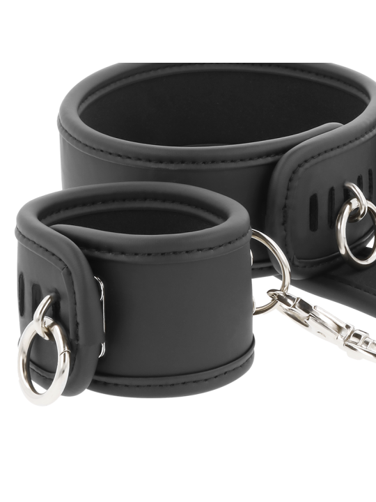 FETISH SUBMISSIVE - COLAR E ALGEMAS DE COURO VEGANO COM FORRO DE NOPRE