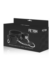 FETISH SUBMISSIVE - COLLAR Y ESPOSAS CUERO VEGANO CON FORRO DE NEOPREN