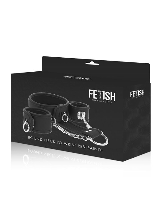 FETISH SUBMISSIVE - COLAR E ALGEMAS DE COURO VEGANO COM FORRO DE NOPRE