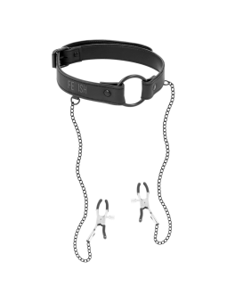 FETISH SUBMISSIVE - KNEBELRING MIT NIPPELKLEMMEN