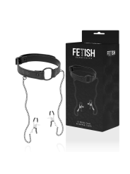 FETISH SUBMISSIVE - ANILLA MORDAZA CON PINZAS PARA PEZONES