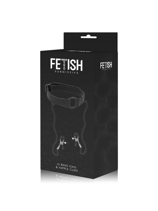 FETISH SUBMISSIVE - ANEL DE GAG COM GRAMPOS DE BICO