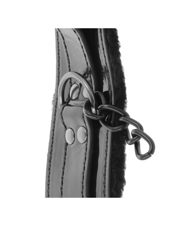 DARKNESS - MANETTE ALLA CAVIGLIA REGOLABILI IN PELLE NERA CON LUCCHETT
