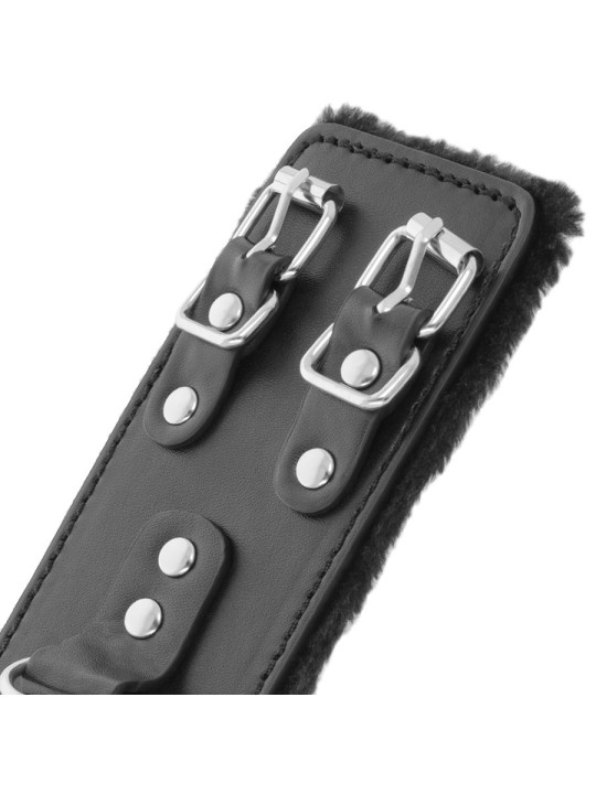 DARKNESS - SCHWARZE, VERSTELLBARE LEDERHANDSCHELLEN MIT FUTTER