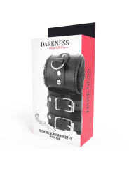 DARKNESS - SCHWARZE, VERSTELLBARE LEDERHANDSCHELLEN MIT FUTTER