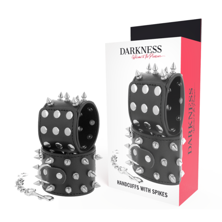DARKNESS - SCHEDELS EN BOTTEN ZWARTE SPIKED HANDBOEIEN