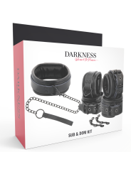 DARKNESS - MENOTTES ET COLLIER EN CUIR NOIR