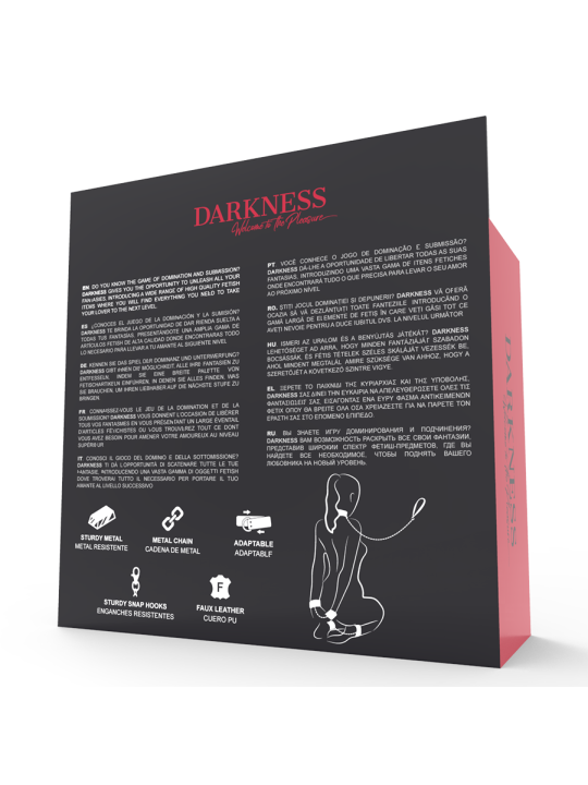 DARKNESS - BLACK LEATHER HANDCUFFS AND COLLAR