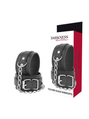 DARKNESS - MENOTTES EN CUIR TEXTURÉ NOIR